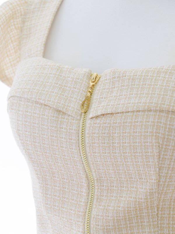 画像14: 【ウィンターセール！】SALE!ツイードセットアップドレス/スクエアネック/2ピース/ミディアムドレス/キャバドレス【S-Lサイズ/1カラー】[OF03] 【YN】dzw (14)