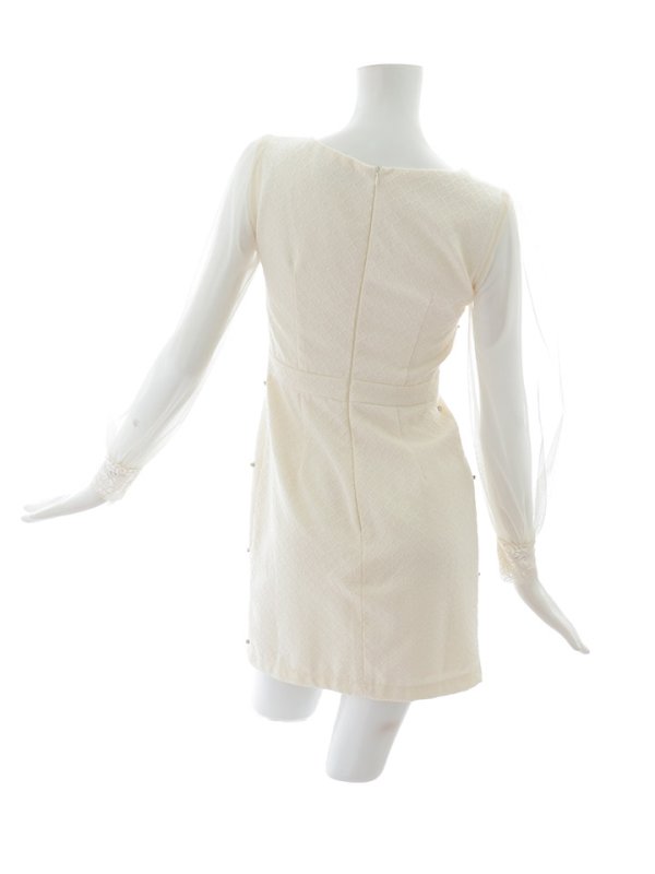 画像22: 【送料無料!】シアースリーブツイードドレス/ロングスリーブ/ビジュー /サイドスリット/谷間見せ/ミニドレス/キャバドレス【XS-XLサイズ/カラー】[OF03]【YN】dzku (22)