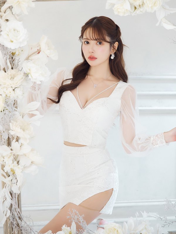 画像11: 【送料無料！】刺繍レースセットアップドレス/キャバドレス【XS-XLサイズ/1カラー】[OF03] 【YN】dzw (11)