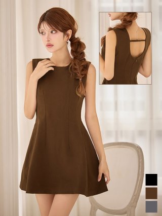 バックオープンフレアミニドレス/キャバドレス【S-Mサイズ/3カラー