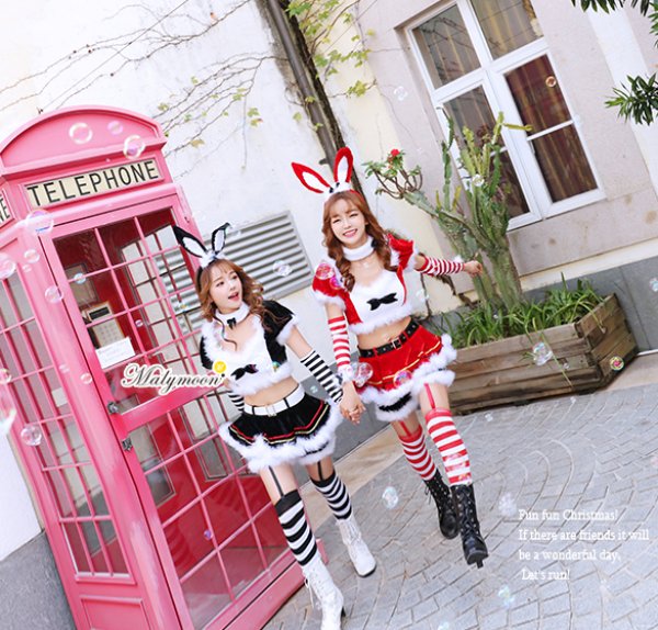 画像6: 【即日発送】【クリスマスコスプレ8点セット】【Malymoon/マリームーン】バニーサンタクロースコスチューム【フリーサイズ/2カラー】[YMT] (6)