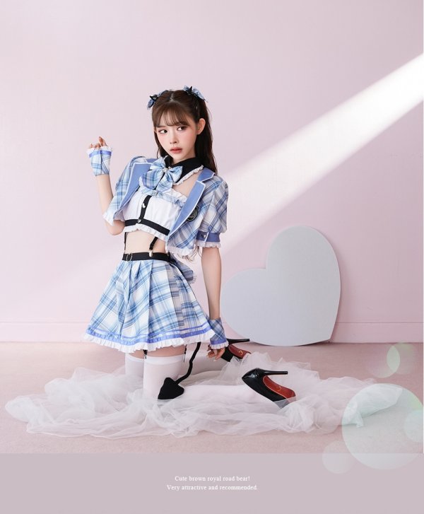 画像2: 【即日発送】チェックデビル制服コスチューム【マリームーン】【ハロウィンコスプレ10点セット】【フリーサイズ/2カラー】[HC03] (2)