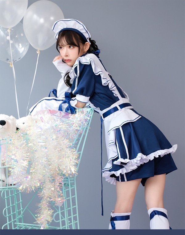 画像18: 【即日発送】アクセントラインハーネスジャージメイド【マリームーン】【ハロウィンコスプレ6点セット】【フリーサイズ/3カラー】[OF04] (18)