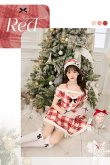 画像4: 【クリスマスコスプレ7点セット】【Malymoon/マリームーン】ホリデーチェックサンタ【フリーサイズ/1カラー】[OF03] (4)
