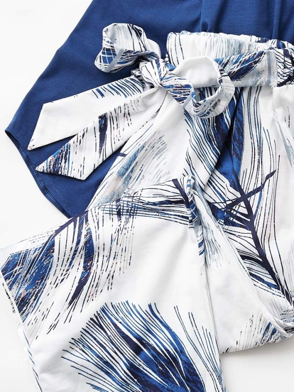画像15: SALE！【ルームウェア：セットアップ】ネイビーリーフ柄セットアップ　”ファッション雑誌SHeコラボ” [HC02] (15)