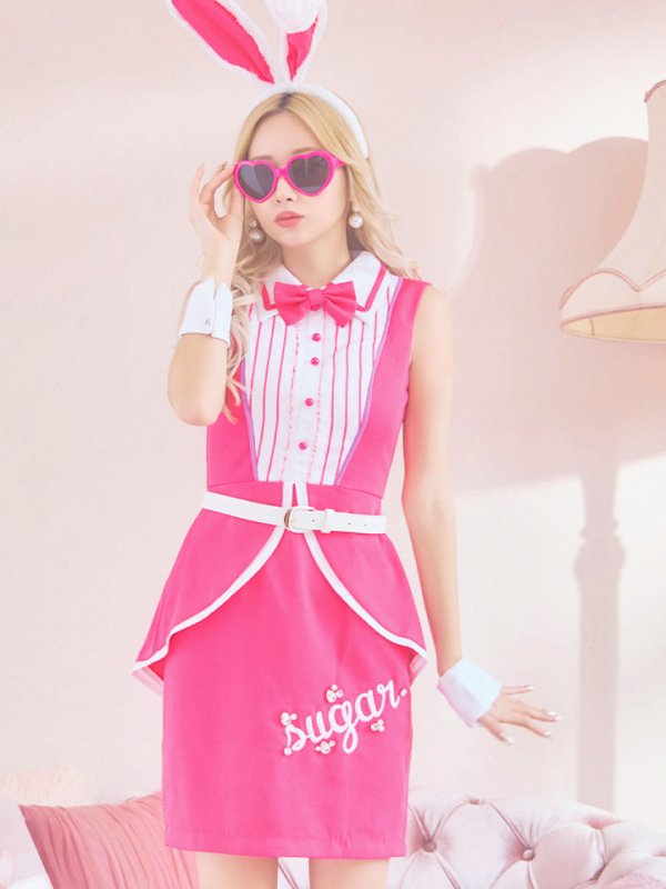 画像14: 【SALE!!】【即日発送】【ハロウィン】ピンクドールバニーコスプレ【コスプレ5点セット】（5722meganeSB）【S-XLサイズ/1カラー】[OF01] (14)