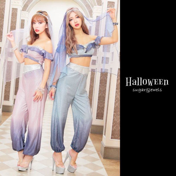 画像3: 【即日発送】アラビアンガール/アラジンコスプレセット【ハロウィン4点セット】【S-Mサイズ/2カラー】[HC03] (3)
