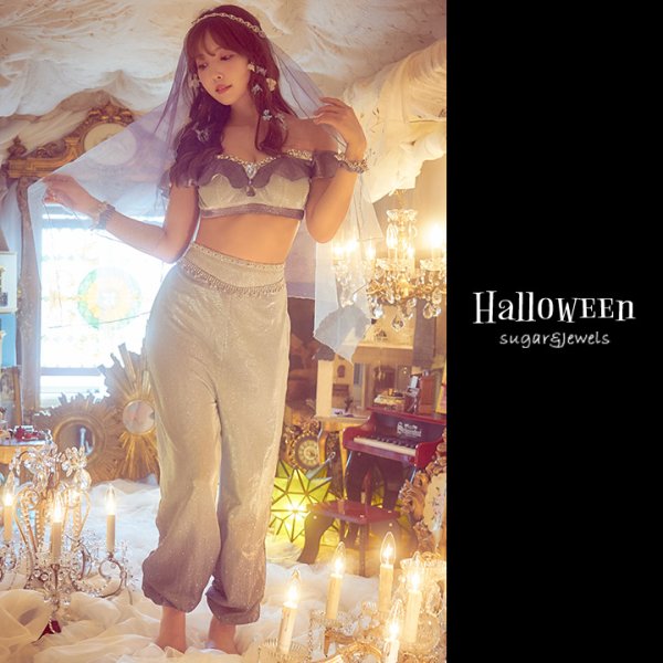 画像2: 【即日発送】アラビアンガール/アラジンコスプレセット【ハロウィン4点セット】【S-Mサイズ/2カラー】[HC03] (2)