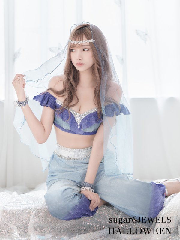画像2: 【即日発送】アラビアンガールコスプレセット【ハロウィン4点セット】【S-Mサイズ/2カラー】[YMT] (2)