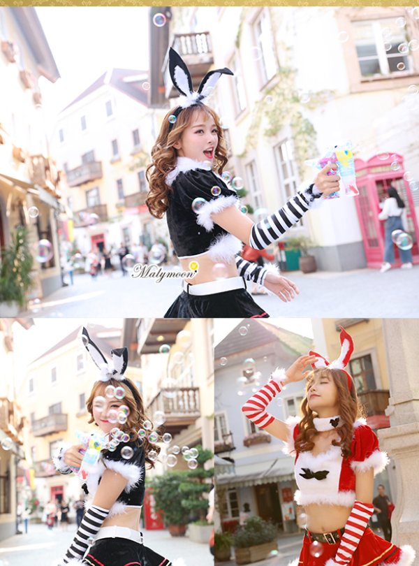 画像7: 【即日発送】【クリスマスコスプレ8点セット】【Malymoon/マリームーン】バニーサンタクロースコスチューム【フリーサイズ/2カラー】[YMT] (7)