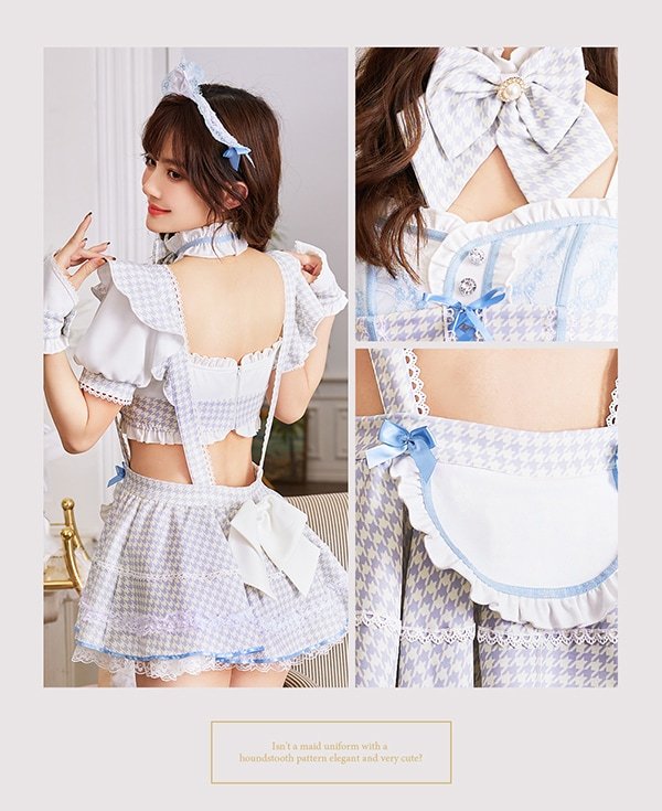 画像8: 【即日発送】千鳥柄クラシカルレディメイド【マリームーン】【ハロウィンコスプレ8点セット】【フリーサイズ/2カラー】[HC03] (8)