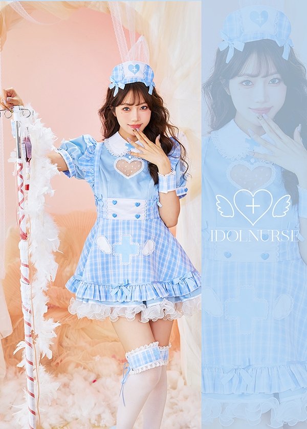 画像8: 【即日発送】アイドルチェックナース【マリームーン】【ハロウィンコスプレ5点セット】【フリーサイズ/2カラー】[HC03] (8)