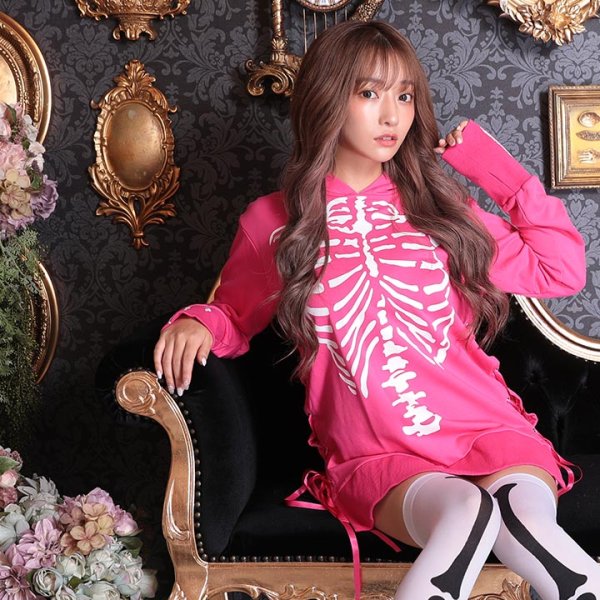 画像8: 【SALE!!】【即日発送】スカルプリントパーカーコスプレ【ハロウィン】【S-XLサイズ/2カラー】(7108sockSB B-W) [HC03] (8)