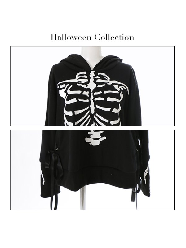 画像16: 【SALE!!】【即日発送】スカルプリントパーカーコスプレ【sugar nineハロウィンコスプレ】【S-Mサイズ/2カラー】【HC02】 (16)