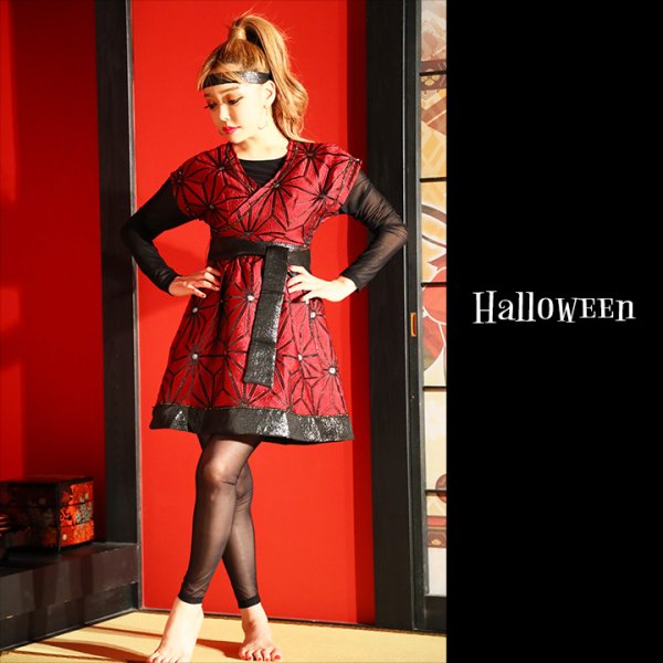 画像2: 【SALE!!】【即日発送】【ハロウィン4点セット】スタイリッシュでクールな忍者コスプレセット【S-Lサイズ/1カラー】[HC02] (2)