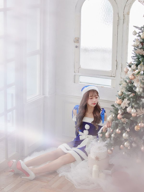 画像23: 【一部予約 / 11月中旬発送予定】【sugar nine サンタコス 4点セット】【XS-XLサイズ/8カラー】グリッターリボン2段フレアサンタコスプレ[YMT] (23)