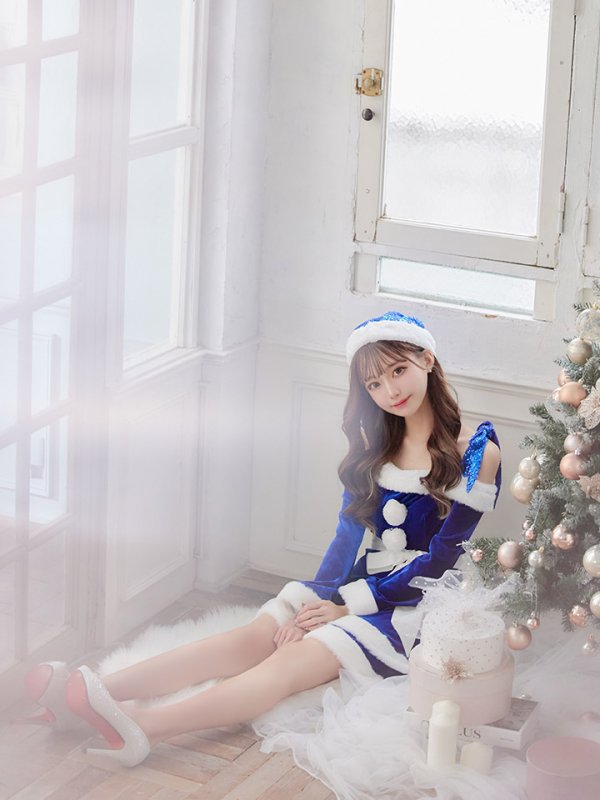 画像24: 【一部予約 / 11月中旬発送予定】【sugar nine サンタコス 4点セット】【XS-XLサイズ/8カラー】グリッターリボン2段フレアサンタコスプレ[YMT] (24)