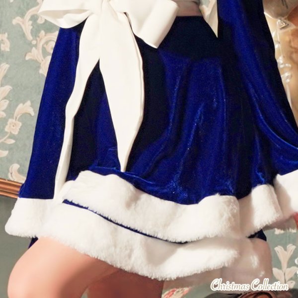 画像10: 【一部予約 / 11月中旬発送予定】【sugar nine サンタコス 4点セット】【XS-XLサイズ/8カラー】グリッターリボン2段フレアサンタコスプレ[YMT] (10)