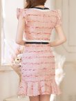 画像8: SALE!ツイードマーメイドスカートドレス/ボーダー柄/谷間隠し/背中隠し/ノースリーブ/フリル袖/ミニドレス/キャバドレス 【S-Lサイズ/1カラー】[HC02-X] 【SB】dzw (8)