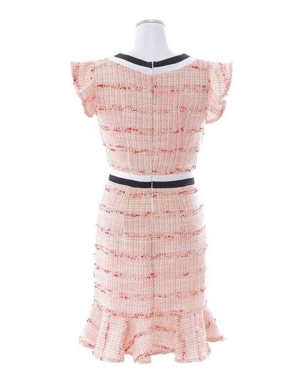 画像18: SALE!ツイードマーメイドスカートドレス/ボーダー柄/谷間隠し/背中隠し/ノースリーブ/フリル袖/ミニドレス/キャバドレス 【S-Lサイズ/1カラー】[HC02-X] 【SB】dzw (18)