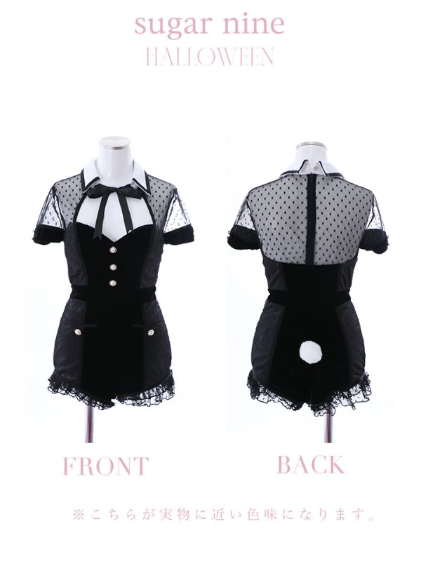 画像12: 【即日発送】ブラックドットレースバニーコスプレ【sugar nineハロウィン5点セット】【XS-Lサイズ/1カラー】[HC03/HC03] (12)