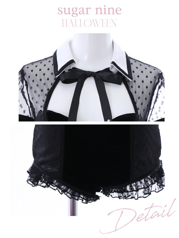 画像13: 【即日発送】ブラックドットレースバニーコスプレ【sugar nineハロウィン5点セット】【XS-Lサイズ/1カラー】[HC03/HC03] (13)