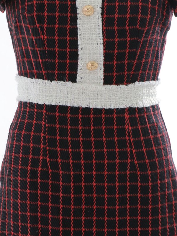 画像32: SALE!フリルショルダーチェックタイトドレス/チェック柄/肩フリル/胸元隠し/背中隠し/ミディアムドレス/キャバドレス【XS-Lサイズ/1カラー】[HC02-X] 【SB】dzw (32)