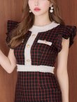 画像8: SALE!フリルショルダーチェックタイトドレス/チェック柄/肩フリル/胸元隠し/背中隠し/ミディアムドレス/キャバドレス【XS-Lサイズ/1カラー】[HC02-X] 【SB】dzw (8)