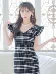 画像6: SALE!マーメイドミディアムワンピースドレス/チェック/フリル袖/谷間見せ/ミディアムドレス/キャバドレス 【S-Mサイズ/2カラー】[OF04-X] 【SB】dzw (6)