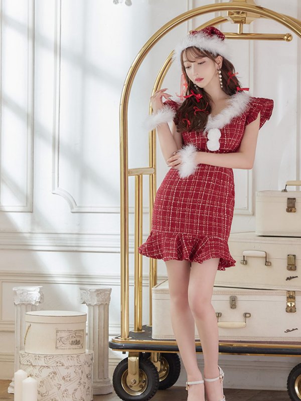 画像9: 【即日発送】ツイードマーメイドドレスサンタ【sugar nine サンタコス 4点セット】【S-XLサイズ/2カラー】[YMT] (9)