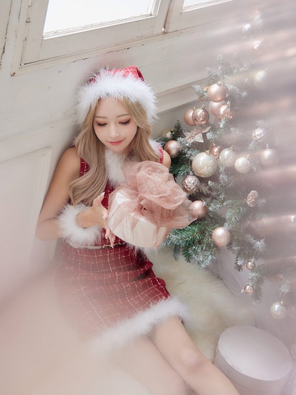 画像19: 【サンタセール！】ミディアム丈/ ツイード/ ワンピースタイトサンタ【sugar nine サンタコス 5点セット】【XS-XLサイズ/3カラー】[YMT] (19)