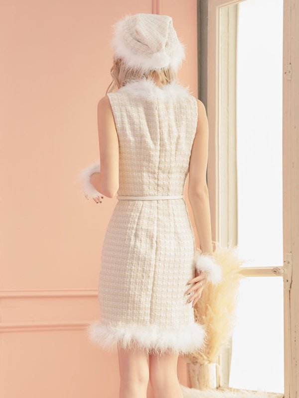 画像6: 【サンタセール！】ミディアム丈/ ツイード/ ワンピースタイトサンタ【sugar nine サンタコス 5点セット】【XS-XLサイズ/3カラー】[YMT] (6)