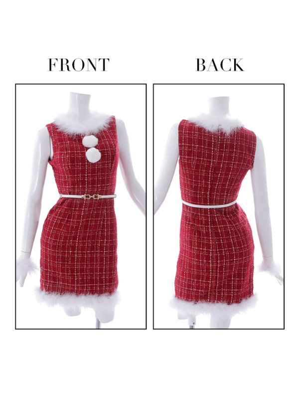 画像29: 【サンタセール！】ミディアム丈/ ツイード/ ワンピースタイトサンタ【sugar nine サンタコス 5点セット】【XS-XLサイズ/3カラー】[YMT] (29)