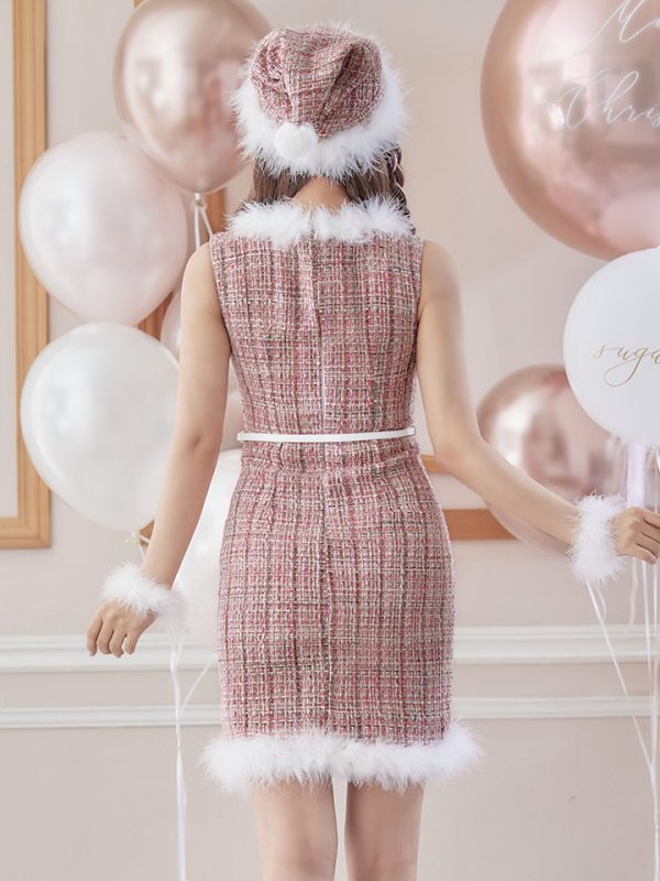 画像25: 【サンタセール！】ミディアム丈/ ツイード/ ワンピースタイトサンタ【sugar nine サンタコス 5点セット】【XS-XLサイズ/3カラー】[YMT] (25)