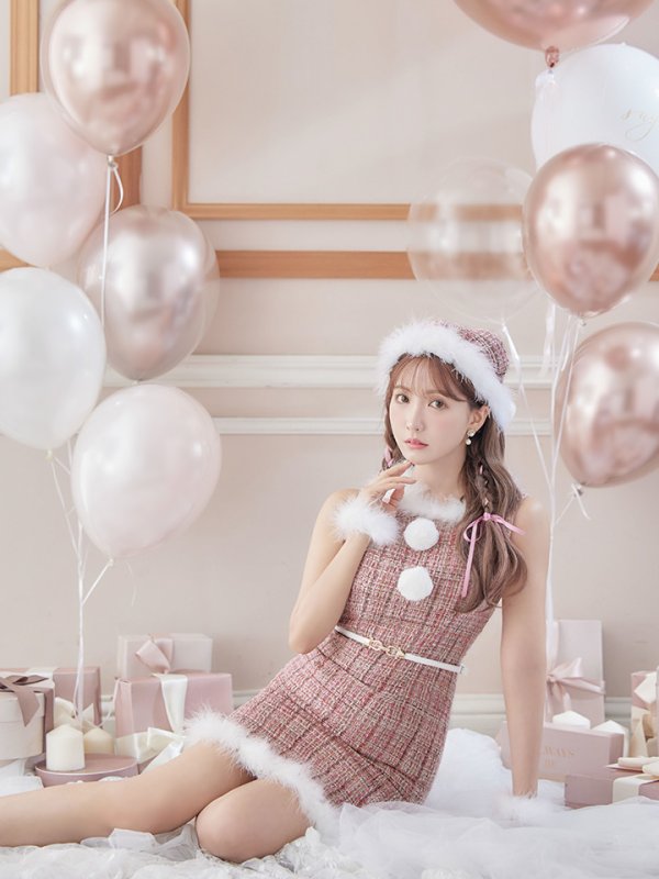 画像26: 【サンタセール！】ミディアム丈/ ツイード/ ワンピースタイトサンタ【sugar nine サンタコス 5点セット】【XS-XLサイズ/3カラー】[YMT] (26)