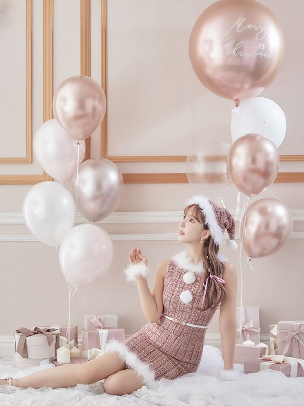 画像28: 【サンタセール！】ミディアム丈/ ツイード/ ワンピースタイトサンタ【sugar nine サンタコス 5点セット】【XS-XLサイズ/3カラー】[YMT] (28)