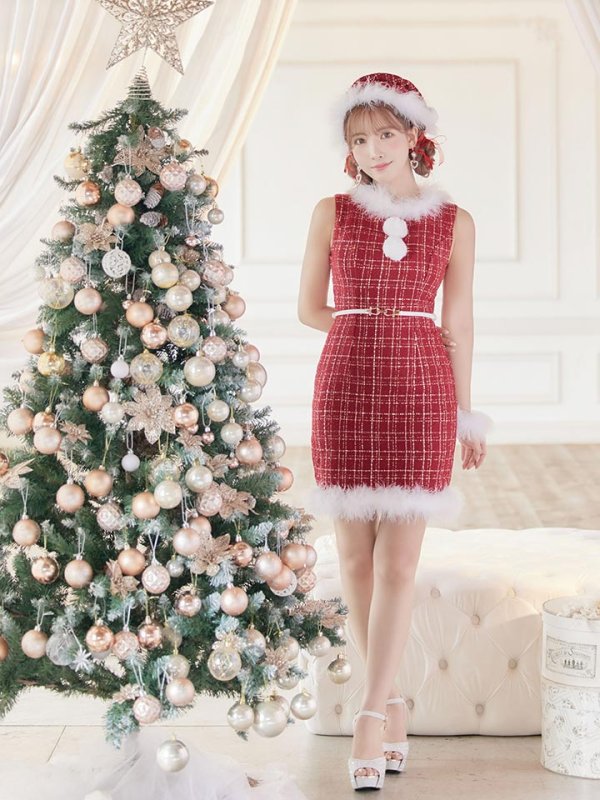 画像19: 【サンタセール！】ミディアム丈/ ツイード/ ワンピースタイトサンタ【sugar nine サンタコス 5点セット】【XS-XLサイズ/3カラー】[YMT] (19)