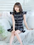 画像13: 【春の大感謝セール】ギンガムチェックワンピースドレス/リボン/パール/胸元隠し/背中隠し/マーメイド/タイト/ミニドレス/キャバドレス【S-Mサイズ/2カラー】[OF04-X]【SB】dzw (13)