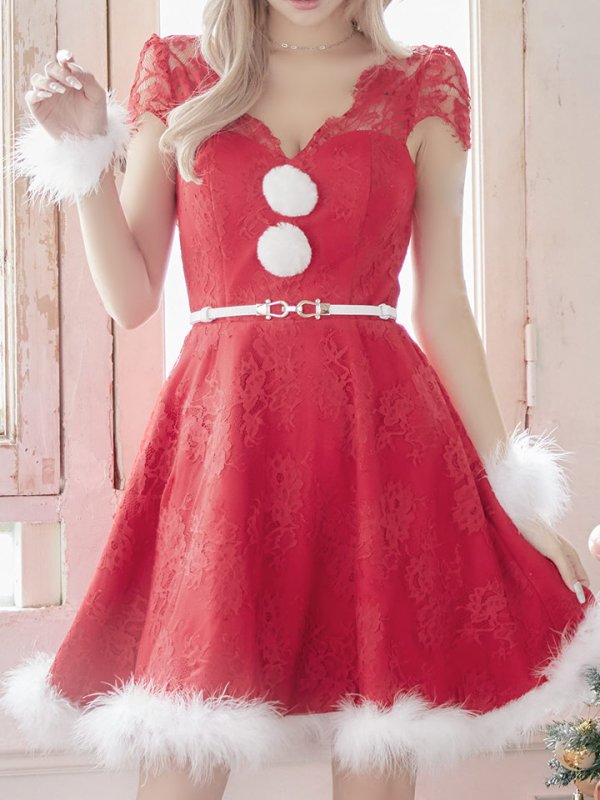 画像4: 【サンタセール！】総レースフレアサンタ【sugar nine サンタコス 5点セット】【XS-Lサイズ/1カラー】[YMT] (4)