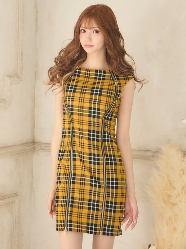 画像5: SALE!タータンチェックタイトドレス/ノースリーブ/ファスナー/胸元隠し/背中隠し/タイト/ミニドレス/キャバドレス/パッド無し/ワンピース 【XS-Lサイズ/3カラー】[OF01A]【SB】dzw (5)