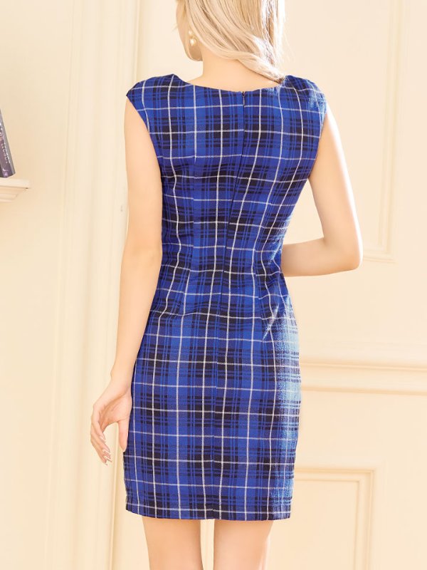画像27: SALE!タータンチェックタイトドレス/ノースリーブ/ファスナー/胸元隠し/背中隠し/タイト/ミニドレス/キャバドレス/パッド無し/ワンピース 【XS-Lサイズ/3カラー】[OF01A]【SB】dzw (27)