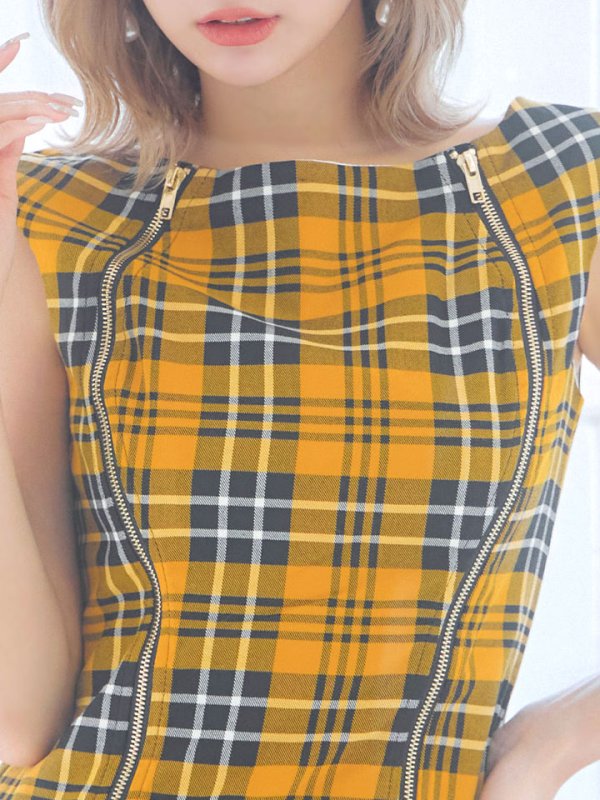画像24: SALE!タータンチェックタイトドレス/ノースリーブ/ファスナー/胸元隠し/背中隠し/タイト/ミニドレス/キャバドレス/パッド無し/ワンピース 【XS-Lサイズ/3カラー】[OF01A]【SB】dzw (24)