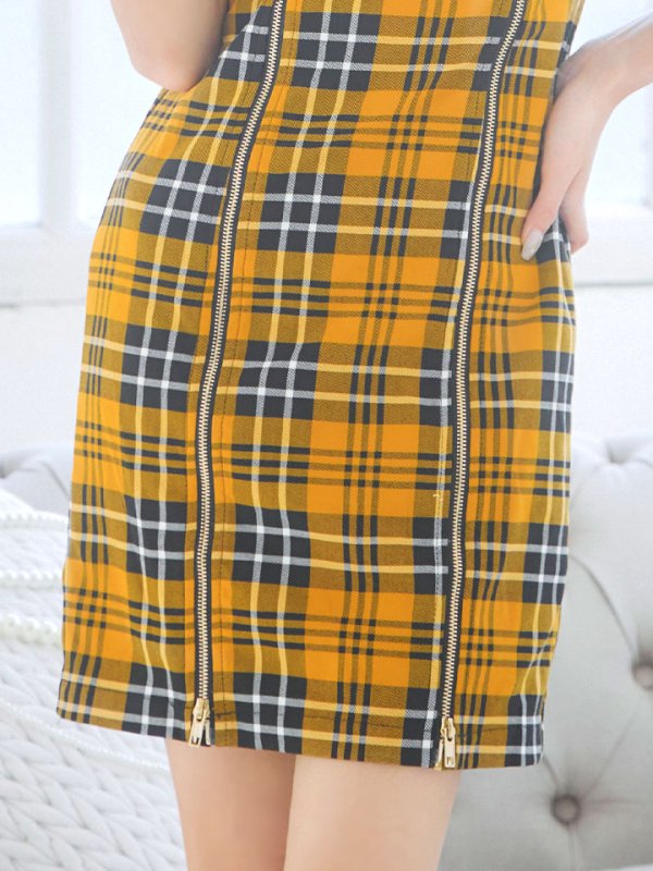 画像25: SALE!タータンチェックタイトドレス/ノースリーブ/ファスナー/胸元隠し/背中隠し/タイト/ミニドレス/キャバドレス/パッド無し/ワンピース 【XS-Lサイズ/3カラー】[OF01A]【SB】dzw (25)