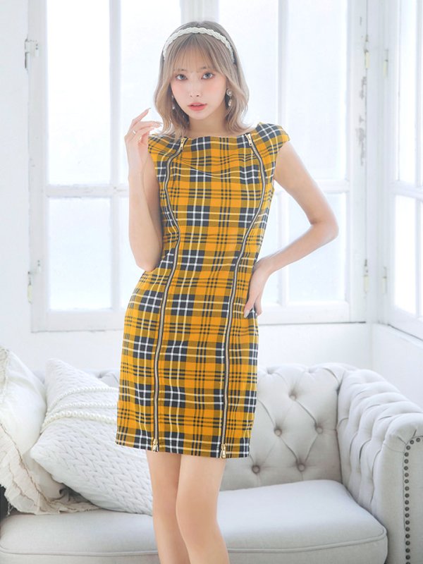 画像9: SALE!タータンチェックタイトドレス/ノースリーブ/ファスナー/胸元隠し/背中隠し/タイト/ミニドレス/キャバドレス/パッド無し/ワンピース 【XS-Lサイズ/3カラー】[OF01A]【SB】dzw (9)