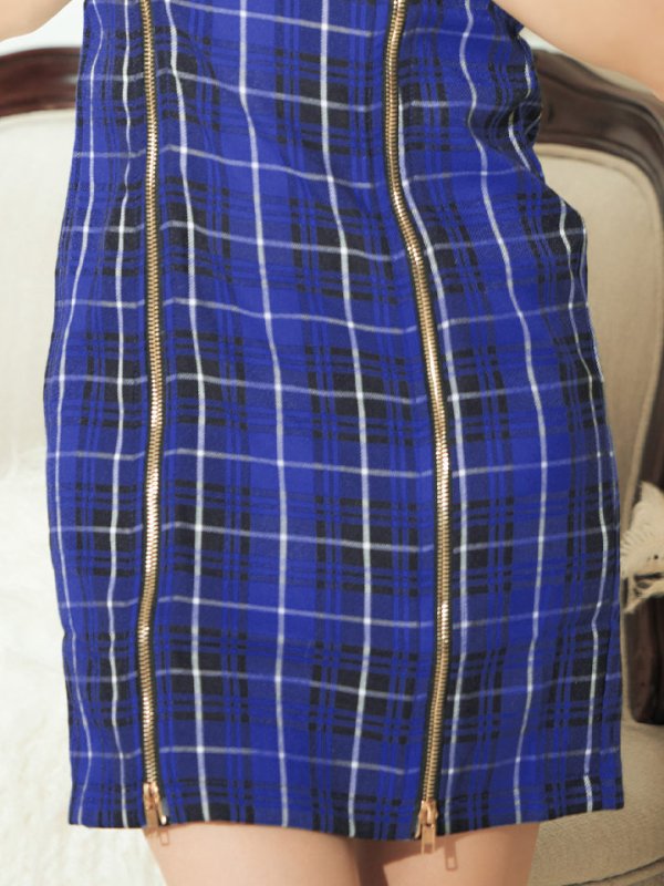 画像9: SALE!タータンチェックタイトドレス/ノースリーブ/ファスナー/胸元隠し/背中隠し/タイト/ミニドレス/キャバドレス/パッド無し/ワンピース 【XS-Lサイズ/3カラー】[OF01A]【SB】dzw (9)