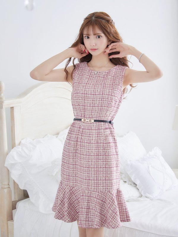 画像16: SALE!【新色登場！】ノースリーブツイードドレス/胸元隠し/背中隠し/ミニドレス/キャバドレス/パッド無し/ワンピース【XS-Lサイズ/3カラー】[HC02-X] 【SB】 (16)