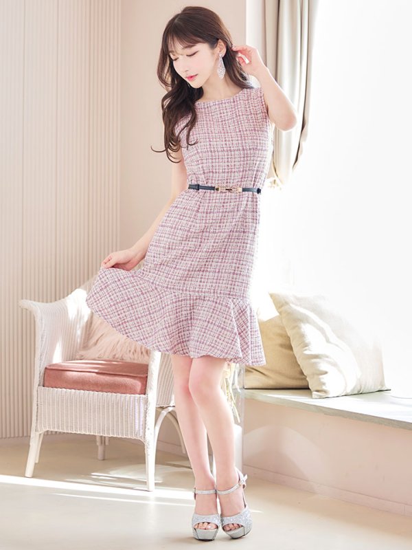 画像4: SALE!【新色登場！】ノースリーブツイードドレス/胸元隠し/背中隠し/ミニドレス/キャバドレス/パッド無し/ワンピース【XS-Lサイズ/3カラー】[HC02-X] 【SB】 (4)