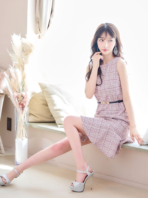 画像9: SALE!【新色登場！】ノースリーブツイードドレス/胸元隠し/背中隠し/ミニドレス/キャバドレス/パッド無し/ワンピース【XS-Lサイズ/3カラー】[HC02-X] 【SB】 (9)