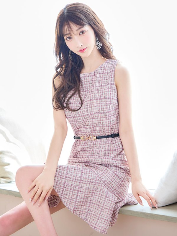 画像12: SALE!【新色登場！】ノースリーブツイードドレス/胸元隠し/背中隠し/ミニドレス/キャバドレス/パッド無し/ワンピース【XS-Lサイズ/3カラー】[HC02-X] 【SB】 (12)