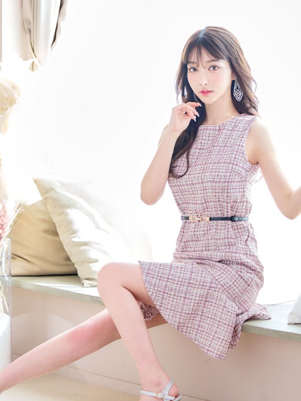 画像15: SALE!【新色登場！】ノースリーブツイードドレス/胸元隠し/背中隠し/ミニドレス/キャバドレス/パッド無し/ワンピース【XS-Lサイズ/3カラー】[HC02-X] 【SB】 (15)